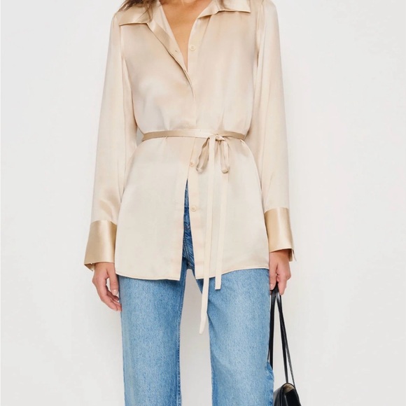 Reformation Tops - Reformation Silk Button-Up Blouse in Champagne